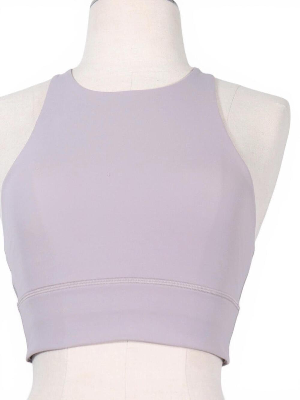 Lululemon Energy Bra Long Line Women Size 4 Mauve Purple High Neck Crossback Top